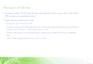 Processing gain and Spreading
• Processing gain is what gives CDMA systems the robustness against self-interference that is necessary in order to reuse the available 5
MHz carrier frequency over geographically close distances.
• Examples: Speech service with a bit rate of 12.2 kbps
– processing gain 10 log10(3.84e6/12.2e3) = 25 dB
– For speechservice the required SINR istypicallyinthe order of 5.0 dB, sothe required wideband signal-to-interference ratio (alsocalled “carrier-
to-interference ratio, C/I) is therefore “5.0 dB minusthe processing” = -20.0 dB.
– In other words, the signal power can be 20 dB under the interference or thermalnoise power, and the WCDMA receiver canstilldetect the
signal.
– Notice: inGSM, a good qualityspeechconnectionrequires C/I= 9–12 dB.
 