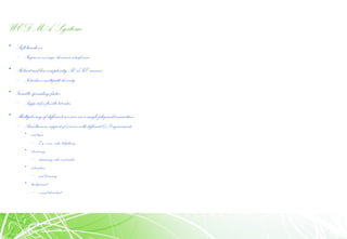 WCDMA System
• Soft handover
– Improves coverage, decreases interference
• Robust and low complexityRAKEreceiver
– Introduces multipath diversity
• Variable spreading factor
– Support for flexible bit rates
• Multiplexing of different services ona single physical connection
– Simultaneous support of services with different QoS requirements:
• real-time
– E.g. voice,video telephony
• streaming
– streaming videoand audio
• interactive
– web-browsing
• background
– e-mail download
 