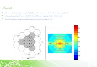 Femtocells
• The study considers the system performance of an HSDPA network consisting of macro cells and very low transmit power (femto) cells
• The impact of using 64QAM in addition to QPSK and 16QAM in order to benefit from the high SINR is studied
• The network performance is investigated with different portions of users created in the buildings (0-100%)
 