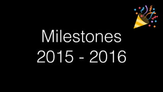 Milestones
2015 - 2016
 
