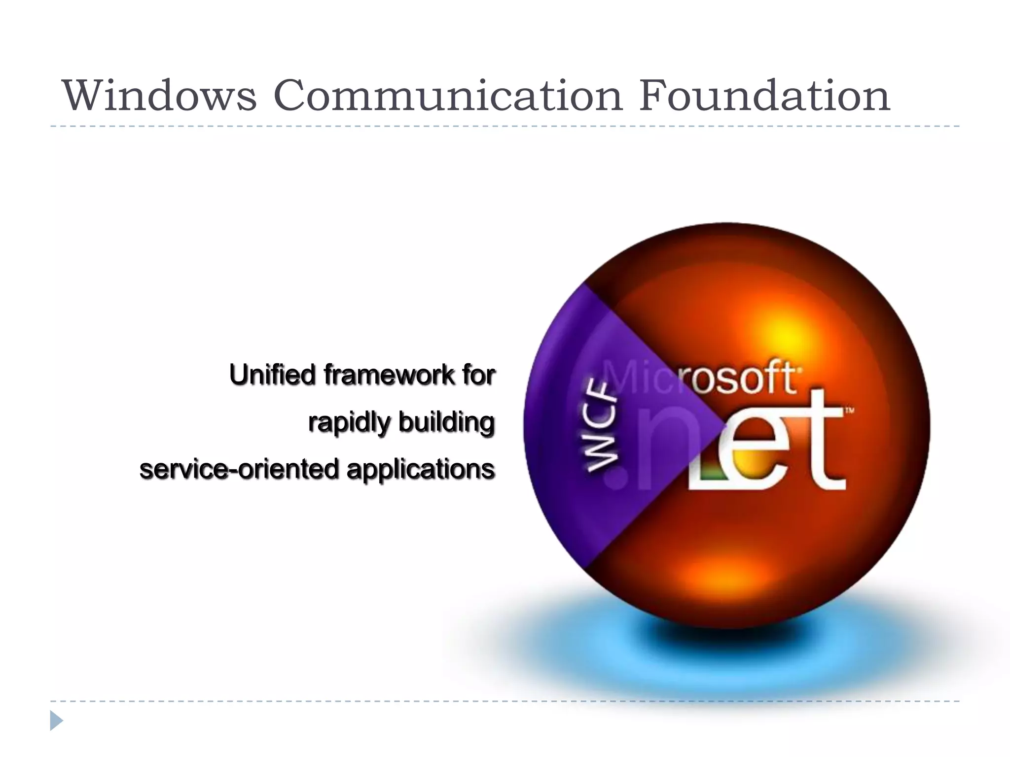 Windows Communication FoundationUnified framework for rapidly buildingservice-oriented applications