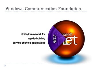 Windows Communication FoundationUnified framework for rapidly buildingservice-oriented applications
