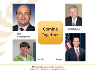 Our ED
Our
Congressman
Local Hospital
Mayor
Coming
Together
 