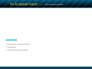 AGENDAConceptos FundamentalesPreguntasInformación de Contacto