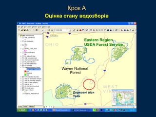 Державні ліси
Уейн
Eastern Region
USDA Forest Service
Крок A
Оцінка стану водозборів
 