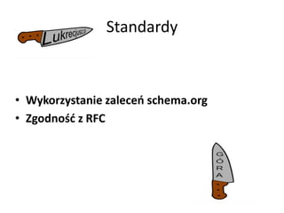 Standardy



• Wykorzystanie zaleceo schema.org
• Zgodnośd z RFC
 