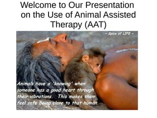 Welcome to Our Presentation
on the Use of Animal Assisted
Therapy (AAT)
 