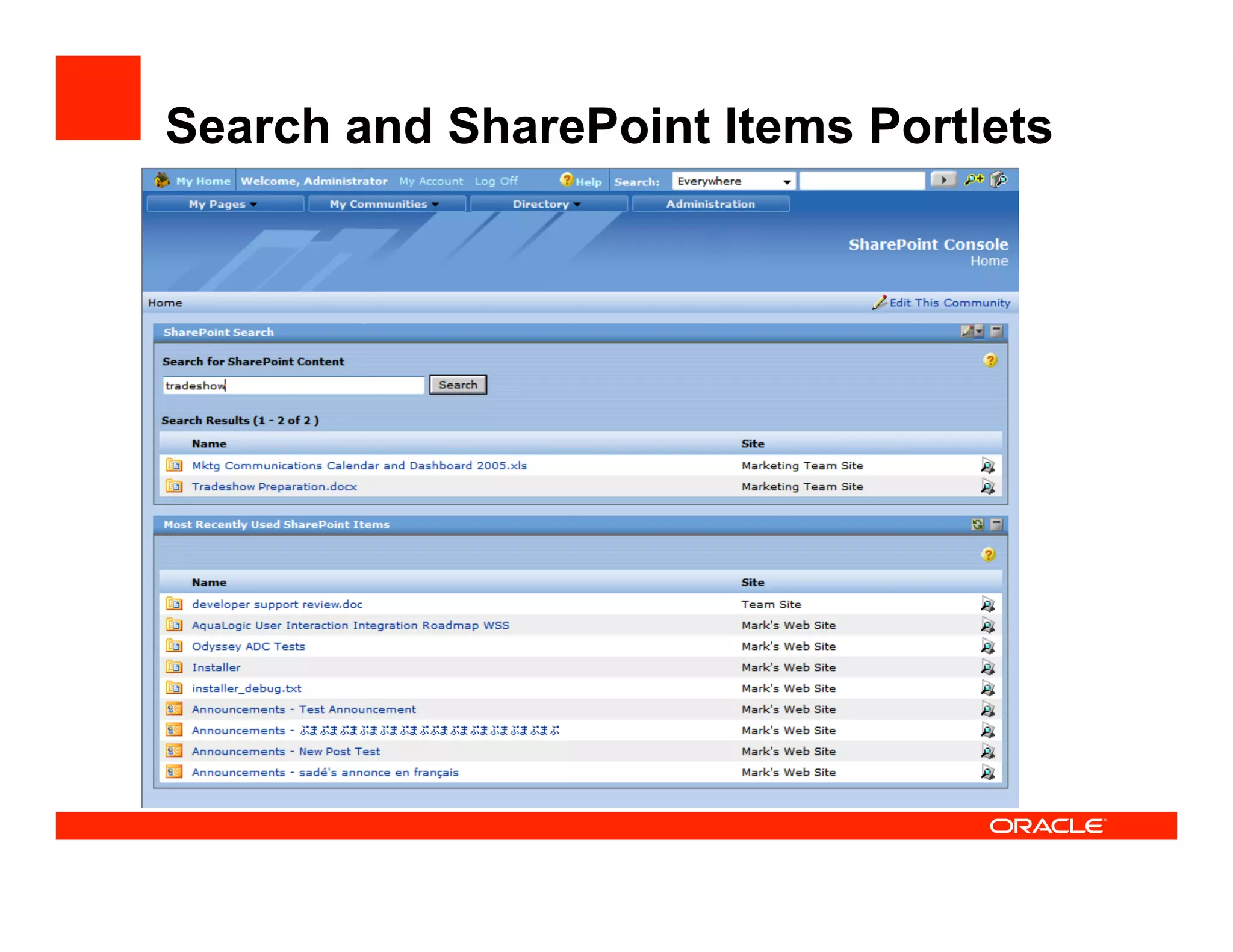 Search and SharePoint Items Portlets
 