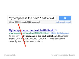 @alecmuffett   www.greenlanesecurity.com
 