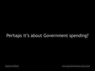 Perhaps it’s about Government spending?




@alecmuffett               www.greenlanesecurity.com
 