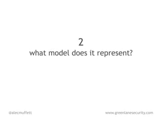 2
          what model does it represent?




@alecmuffett                   www.greenlanesecurity.com
 