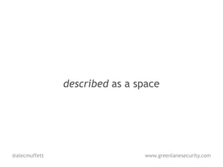 described as a space




@alecmuffett                   www.greenlanesecurity.com
 