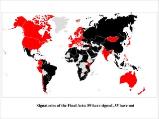 Signatories of the Final Acts: 89 have signed, 55 have not

 