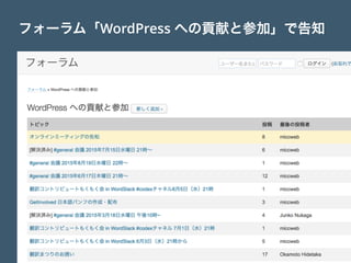 フォーラム「WordPress への貢献と参加」で告知
 