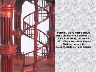 Détail du grand chef-d’œuvre
des Compagnons charrons du
Devoir de Tours, réalisé en
1887-1888 sous la direction de
Philippe Leroux dit
Tourangeau la Clef des Cœurs
 