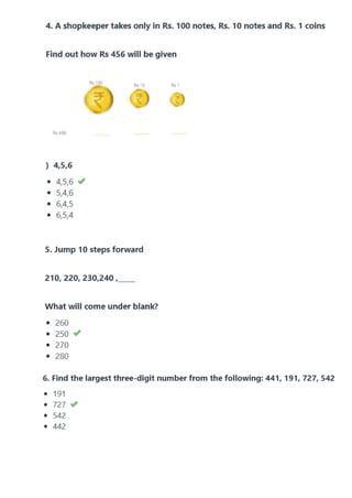 kv cbsc class 3 mathematics practice set of 100 question | DOCX