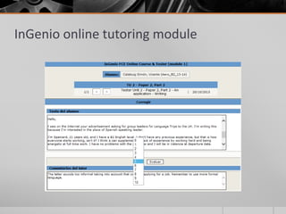 InGenio online tutoring module 
 