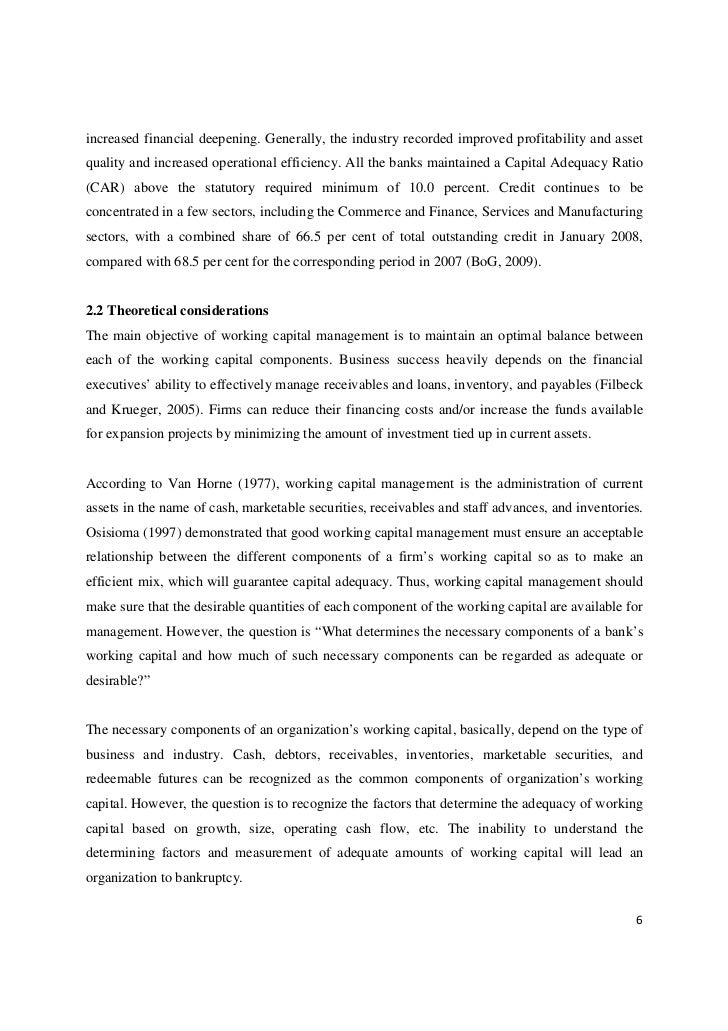 working capital management in banks pdf