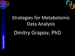 Strategies for Metabolomic
Data Analysis
Dmitry Grapov, PhD
Introduction
 