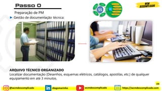 @wcmdescomplicado diegomarinho https://wcmdescomplicado.com
wcmdescomplicado
Preparação de PM
► Gestão de documentação técnica:
ARQUIVO TÉCNICO ORGANIZADO
Localizar documentação (Desenhos, esquemas elétricos, catálogos, apostilas, etc.) de qualquer
equipamento em até 3 minutos.
188
 