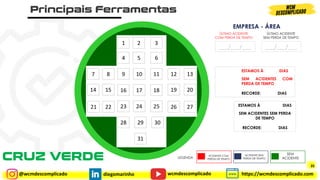 @wcmdescomplicado diegomarinho https://wcmdescomplicado.com
wcmdescomplicado
1 2 3
4 5 6
9 10 11
16 17 18
23 24 25
28 29 30
31
12
19
26
13
20
27
7
14
21
8
15
22
___/___/___ ___/___/___
ÚLTIMO ACIDENTE
COM PERDA DE TEMPO
ÚLTIMO ACIDENTE
SEM PERDA DE TEMPO
ESTAMOS À DIAS
SEM ACIDENTES COM
PERDA DE TEMPO
RECORDE: DIAS
ESTAMOS À DIAS
SEM ACIDENTES SEM PERDA
DE TEMPO
RECORDE: DIAS
LEGENDA
ACIDENTE COM
PERDA DE TEMPO
ACIDENTE SEM
PERDA DE TEMPO
SEM
ACIDENTE
EMPRESA - ÁREA
35
 