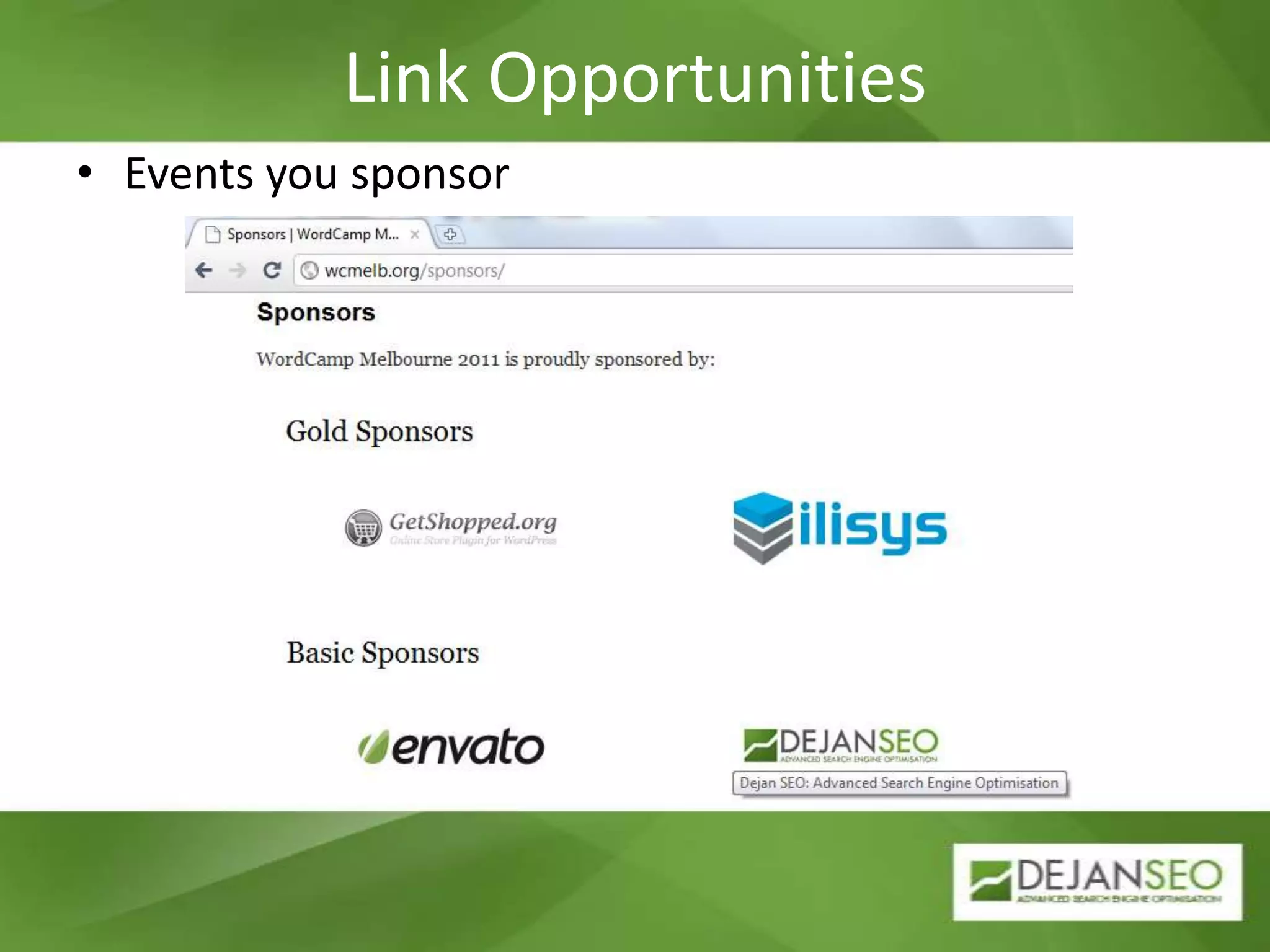 Link OpportunitiesEvents you sponsor