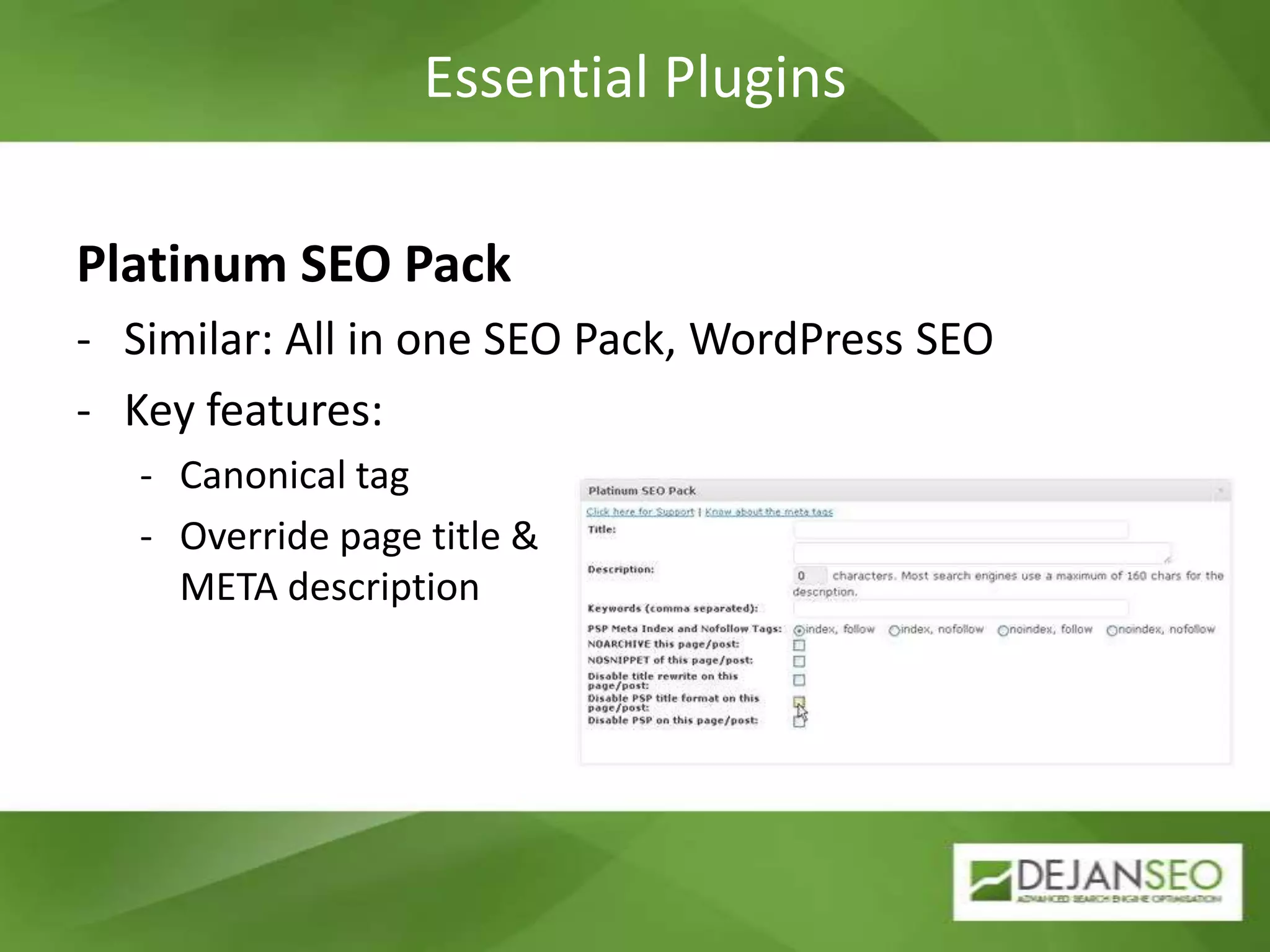 Platinum SEO PackSimilar: All in one SEO Pack, WordPress SEO