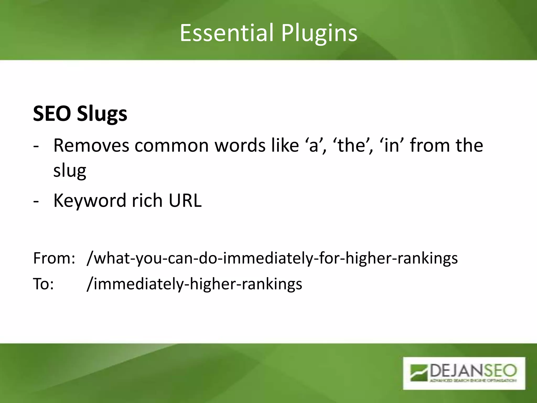 Helps spread the link juice to your deep pagesGoogle Analytics for WordPress- You don’t have to use the plugin, just use Analytics!Essential Plugins