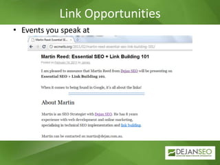 Link Opportunities<br />Events you speak at<br />
