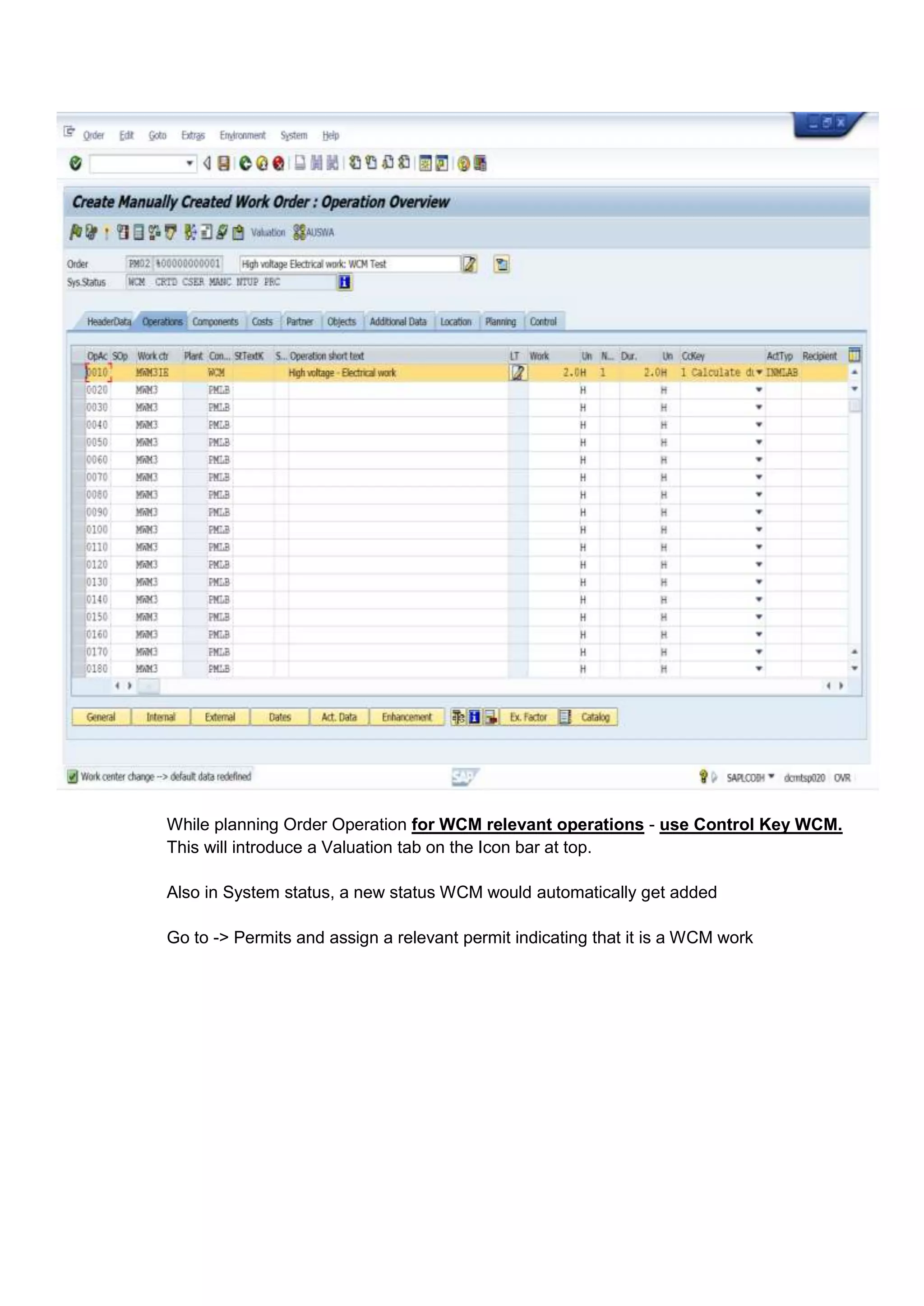 SAP PM WCM Enhanced Model Entire process flow with SAP screenshots