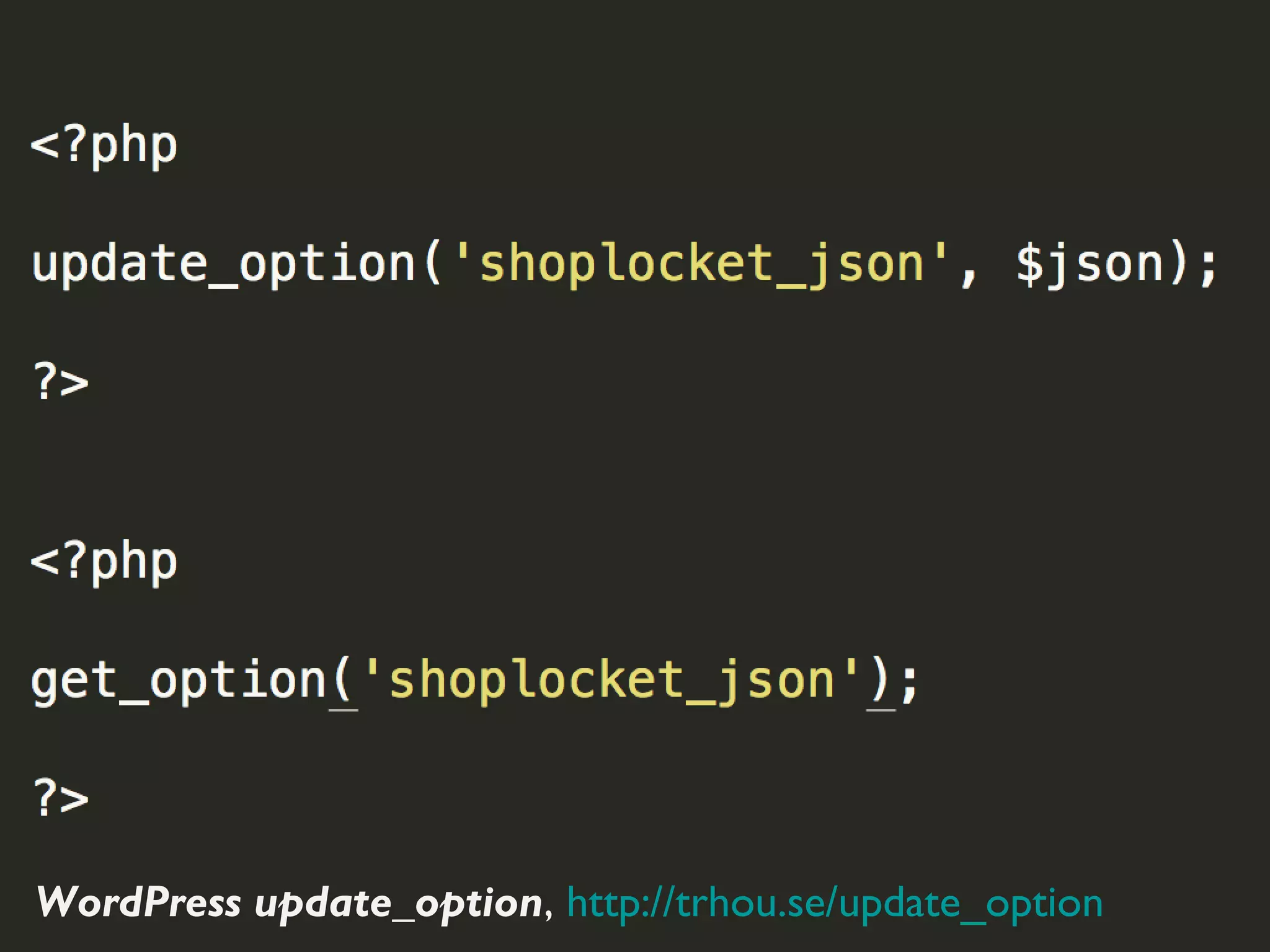 WordPress update_option, http://trhou.se/update_option
 