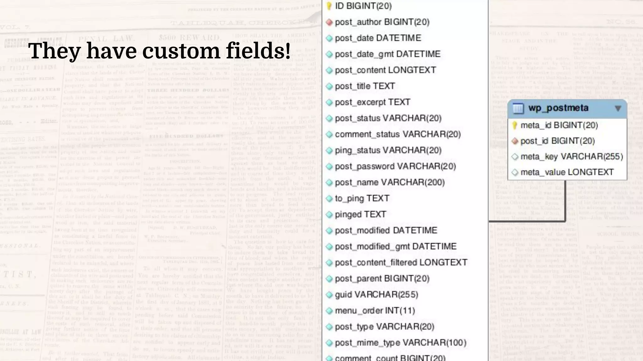 They have custom fields!
 
