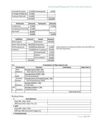 Working Capital Management- Notes Plus Numericals | PDF