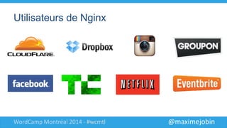 @maximejobinWordCamp Montréal 2014 - #wcmtl
Utilisateurs de Nginx
 