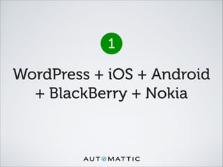 WordPress + iOS + Android
+ BlackBerry + Nokia
1
 