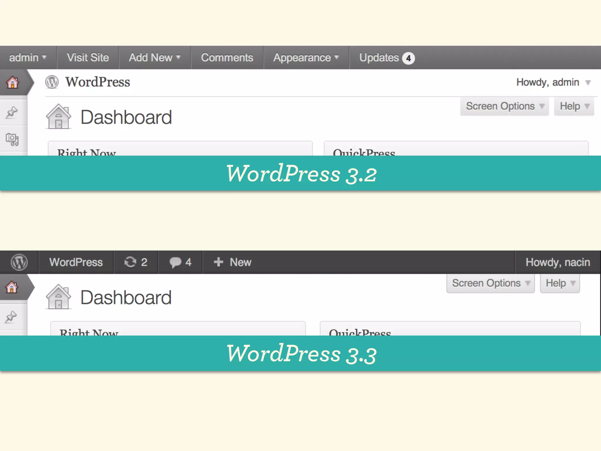 WordPress 3.2




WordPress 3.3
 