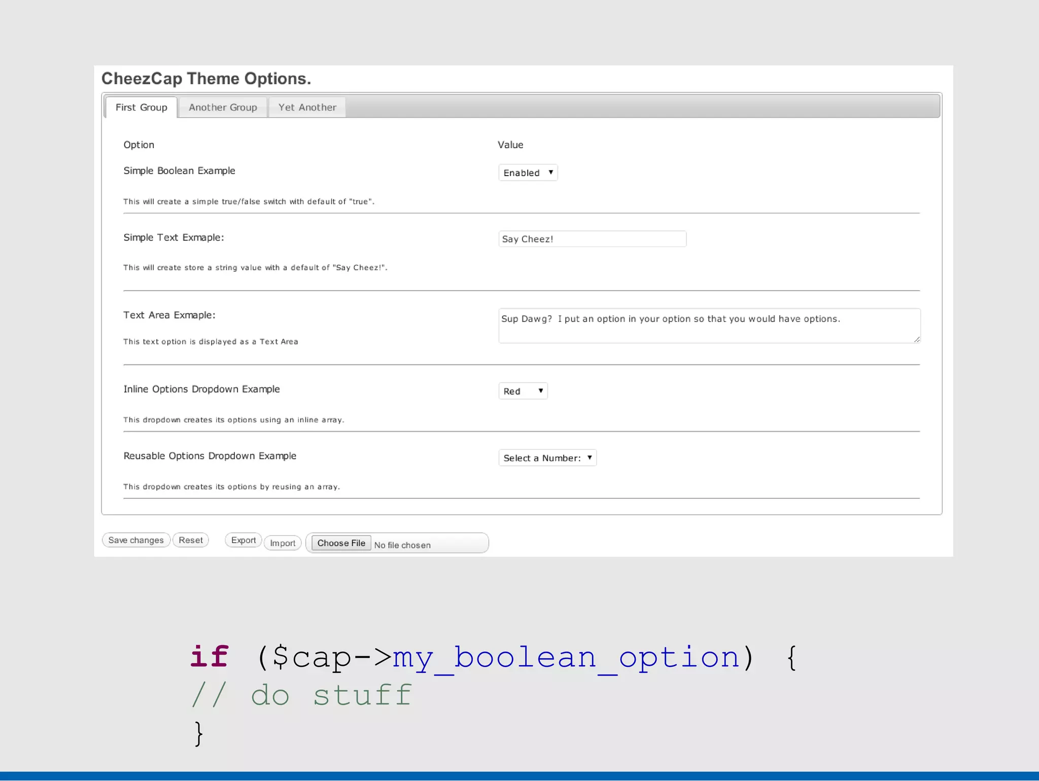 if ($cap->my_boolean_option) {
// do stuff
}
 