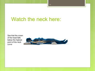 11 
Watch the neck here: 
See that the crown 
of the head falls 
below the highest 
point of the neck 
curve 
 