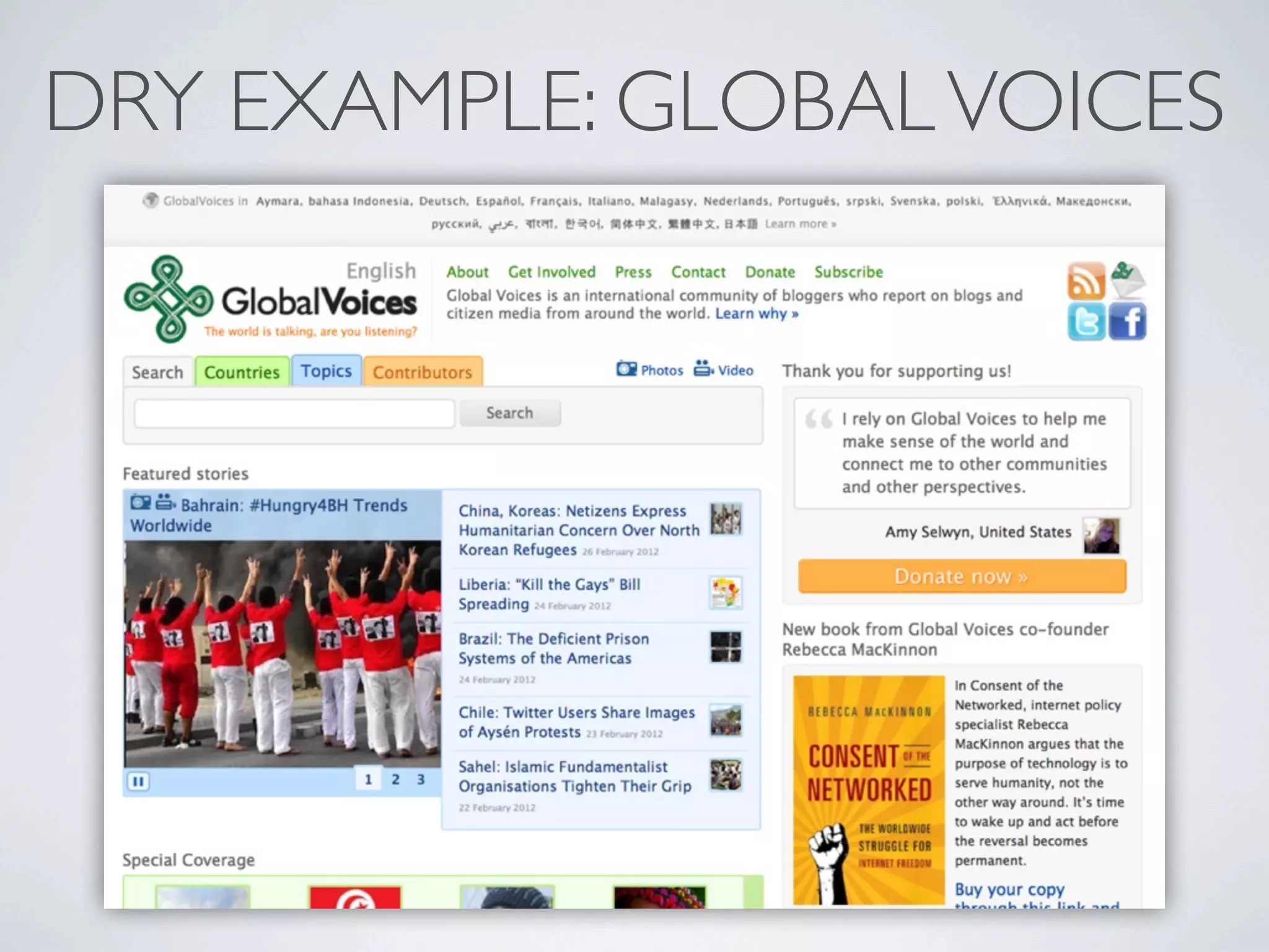 DRY EXAMPLE: GLOBAL VOICES
 