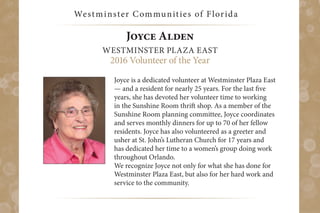 Westminster Communities of Florida's 2016 Volunteers and Employees of the  Year