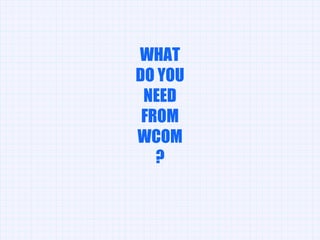 WHAT DO YOU NEED FROM WCOM? 