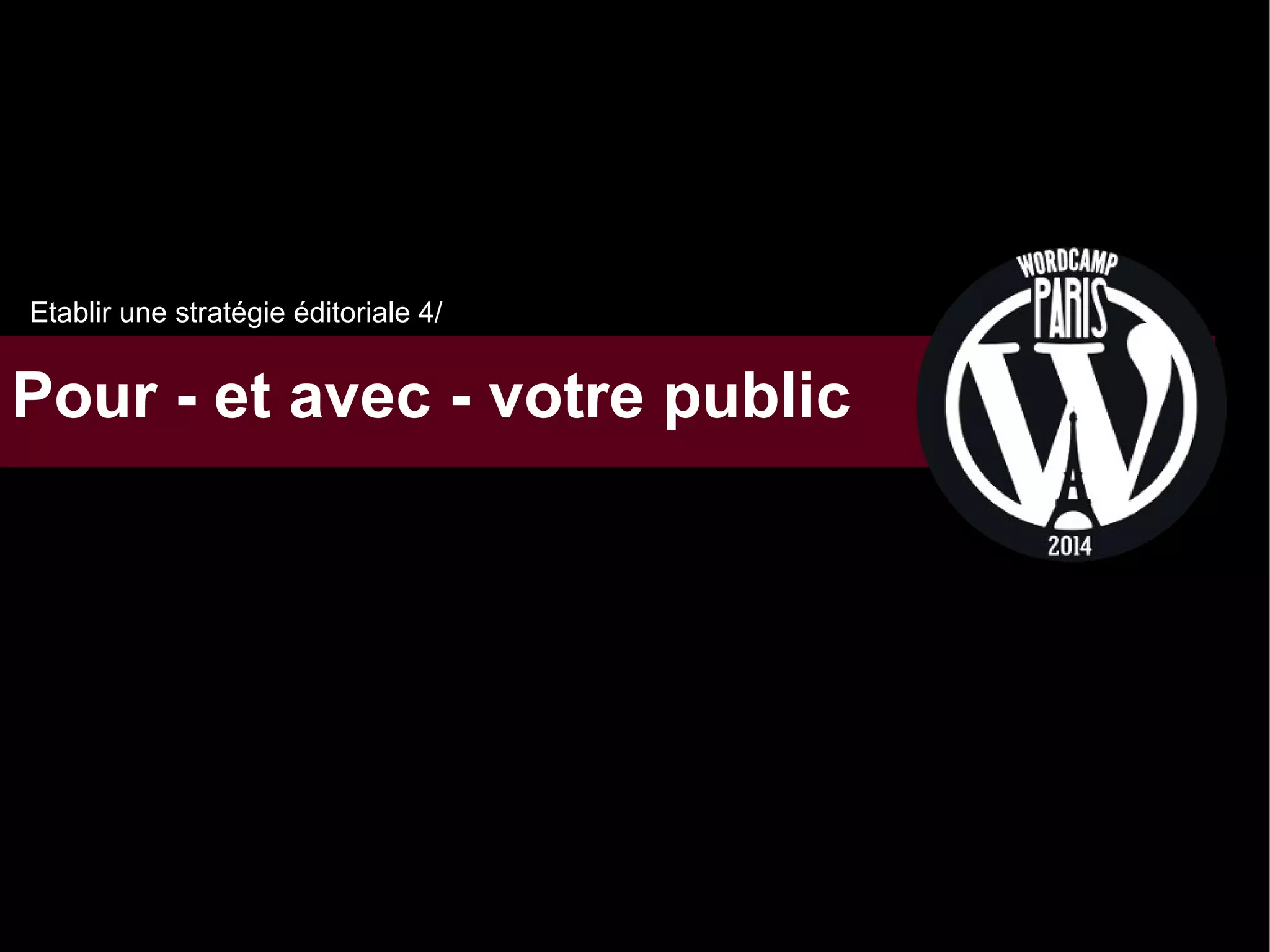 Etablir une stratégie éditoriale 4/

Pour - et avec - votre public

 