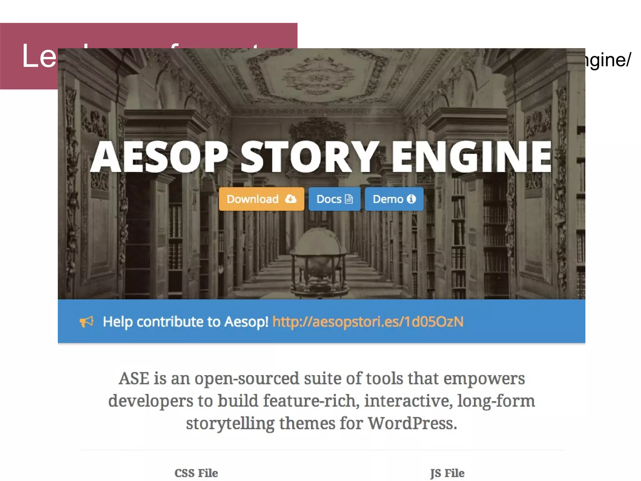 Les longs formats

http://aesopstories.com/story-engine/

 