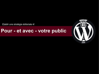 Etablir une stratégie éditoriale 4/

Pour - et avec - votre public

 