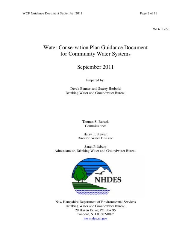 New Hampshire Water Conservation Plan for Community Water Systems