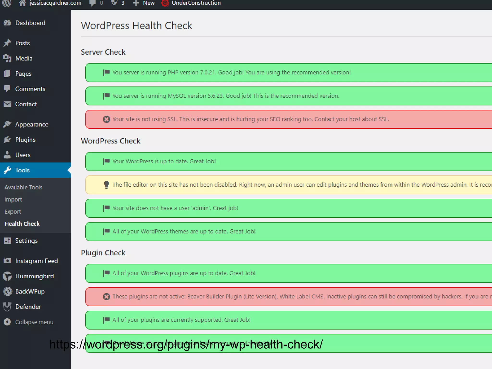 https://wordpress.org/plugins/my-wp-health-check/
 