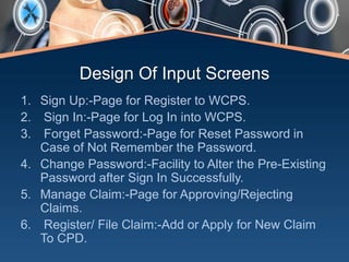 Web Based Claim Processing System | PPTX