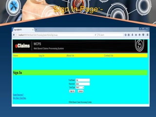 Web Based Claim Processing System | PPTX