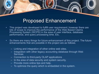 Web Based Claim Processing System | PPTX