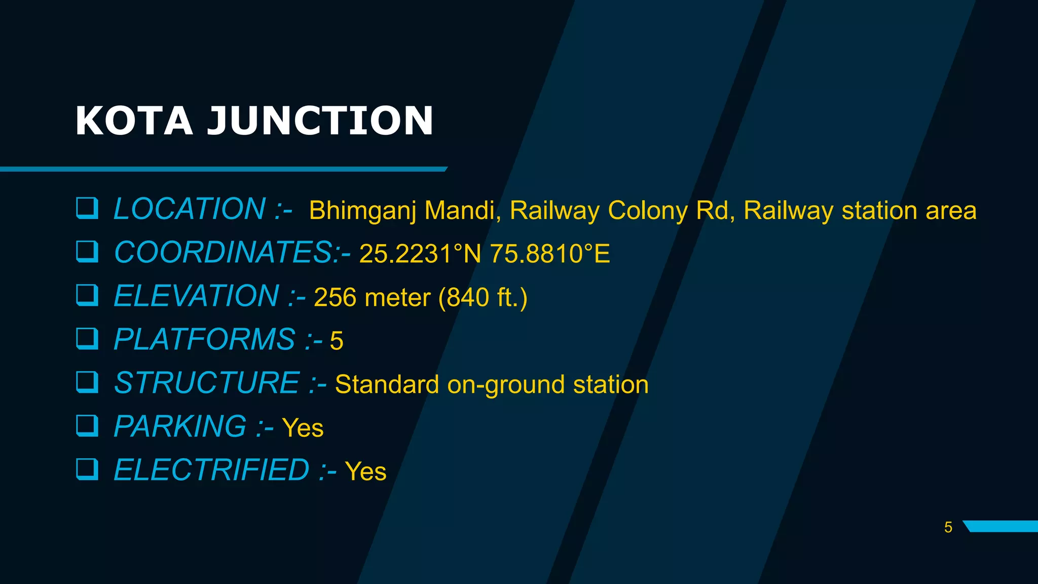 WCR Kota junction internship ppt | PPTX